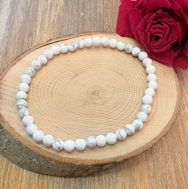 Bracelet Howlite Blanche 4 mm – Apaisement & Sérénité