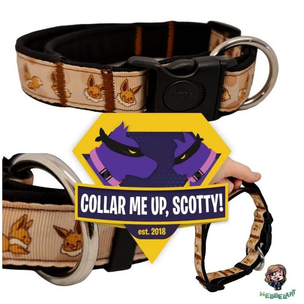 Webbelart Eevee halsband met handvat