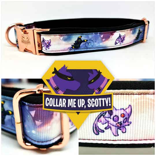 Webbelutions paars en zwart halsband