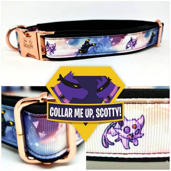 Webbelutions paars en zwart halsband