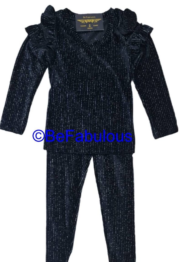 Glitter ribbel pak Zwart