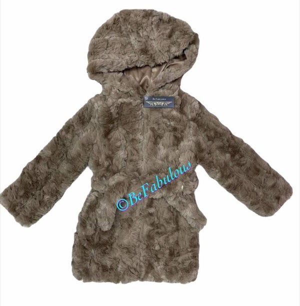 Teddy jas met capushon en riem Beige