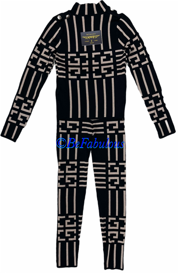 Twin suit met blok model Zwart Bruin