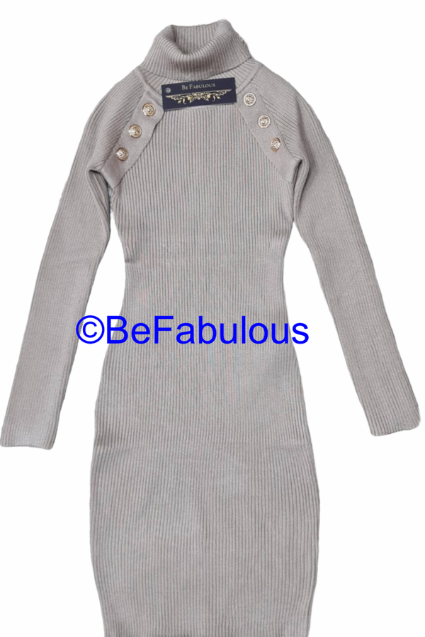 Jurk met kol Beige
