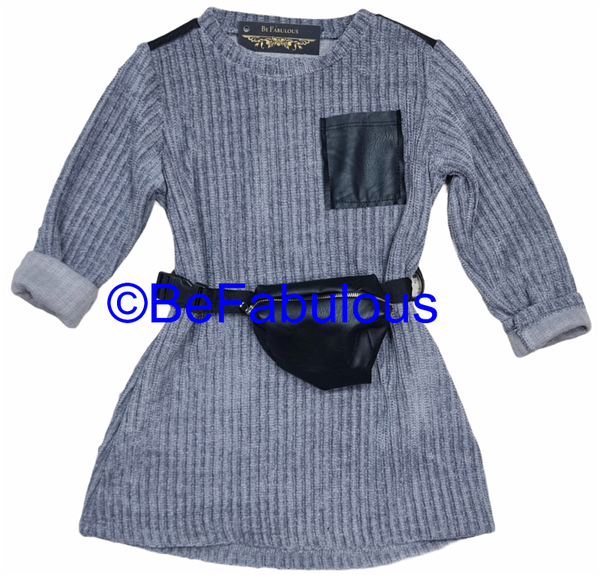 Winterjurk met leren heuptas Grijs