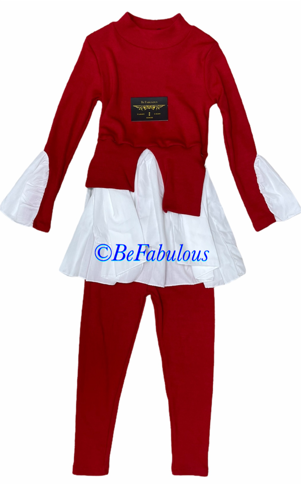 Twin set met trui-overhemd Rood