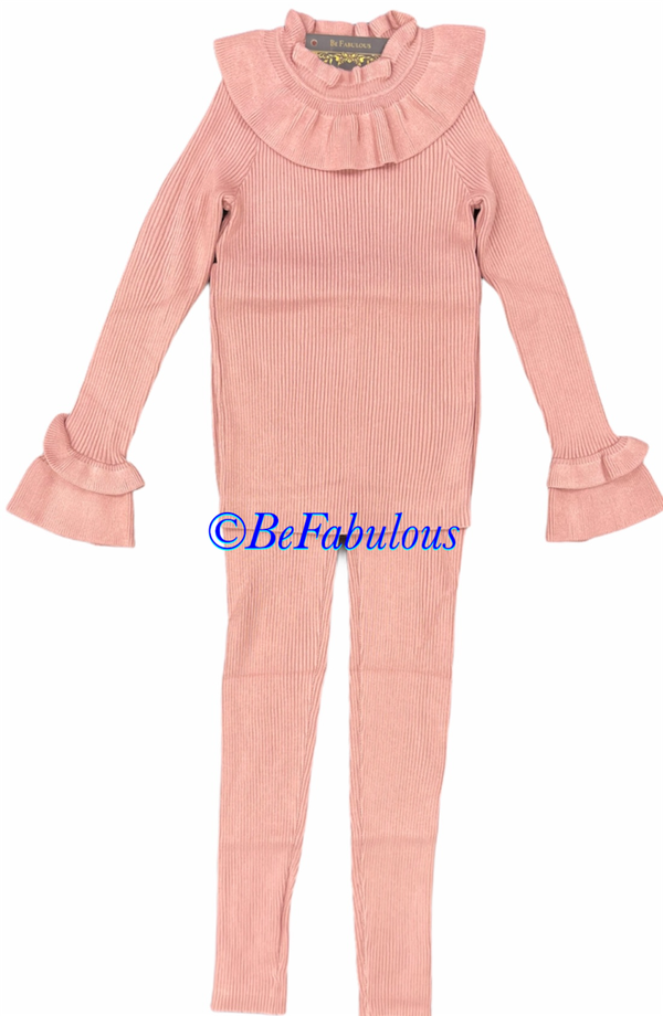 Twin set met schattig kraagje Roze