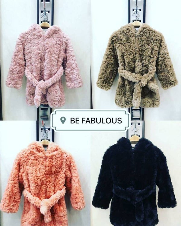 Teddy jas met capuchon en riem Zwart