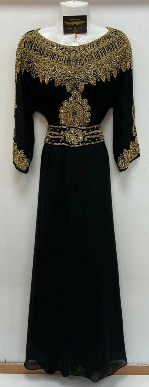 Kaftan met riem Zwart