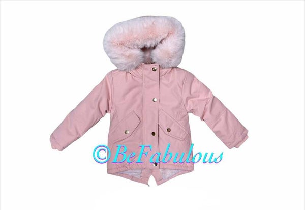 Roze baby winter bontjas