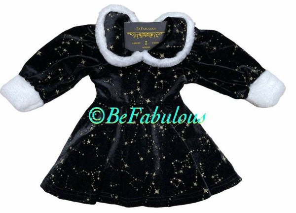 Kerstig jurkje met sterren voor baby Zwart