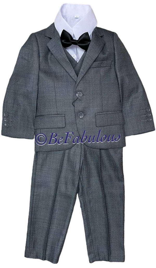 5 delig kostuum donker grijs / mat