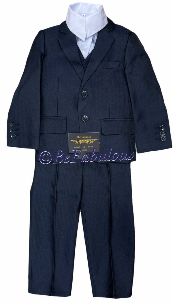 5 delig kostuum Donkerblauw licht gestreept