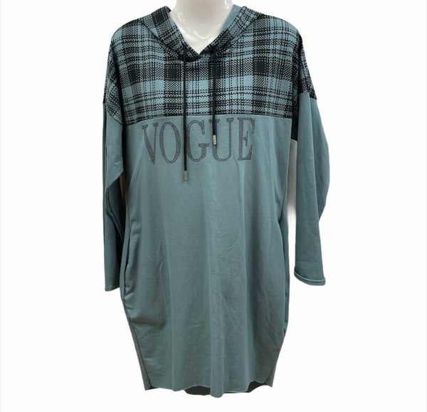 Vogue geblokte hoodie Zeegroen