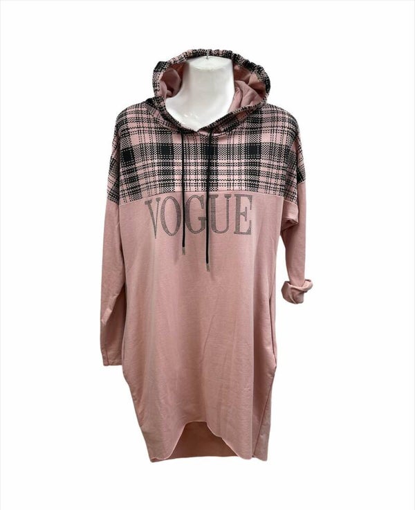 Vogue geblokte hoodie Roze