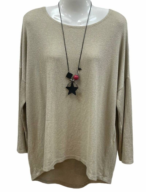 Glitter top Beige