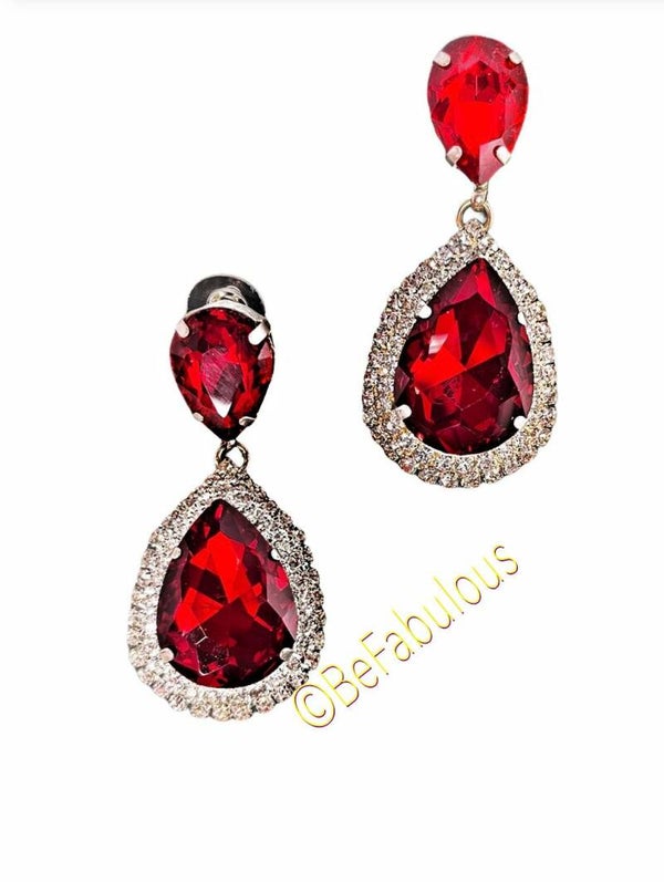 Oorbel #5 Rood Zilver