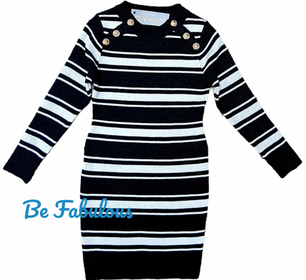 Lijntjes jurk Zwart Wit