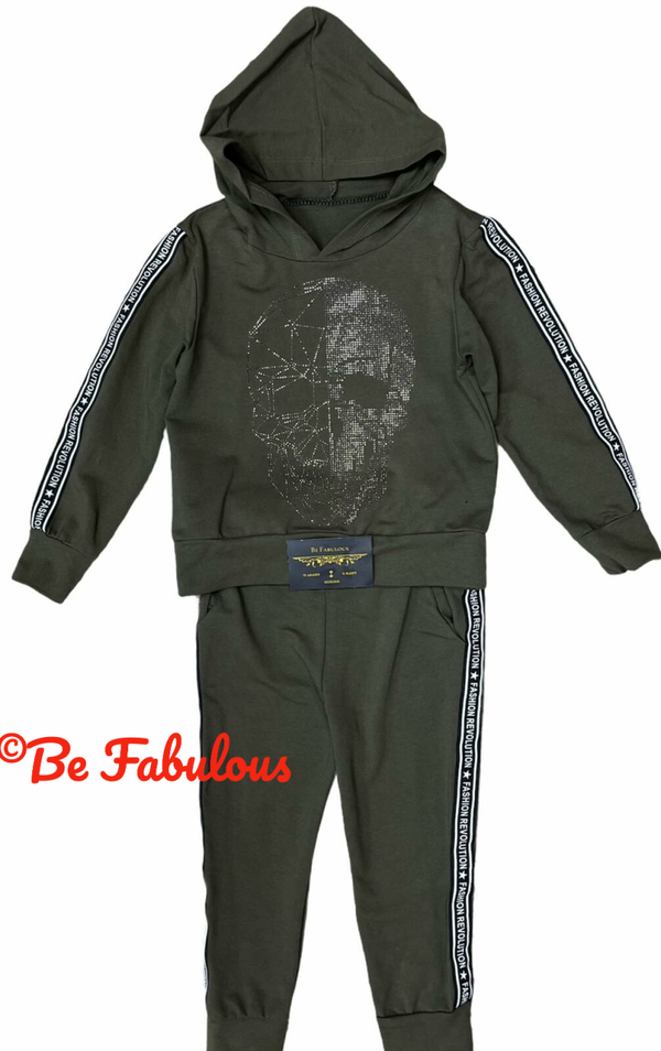 Joggingpak model Doodskop groen