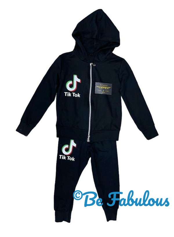 Tik tok setje met rits Zwart