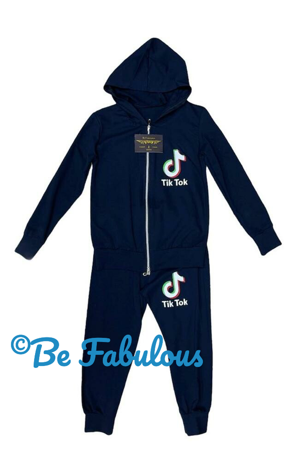 Tik tok setje met rits Donker blauw