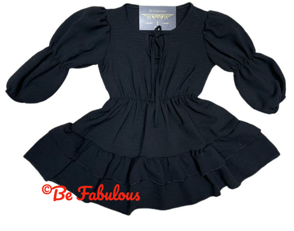 Gelaagd jurkje met strik Zwart