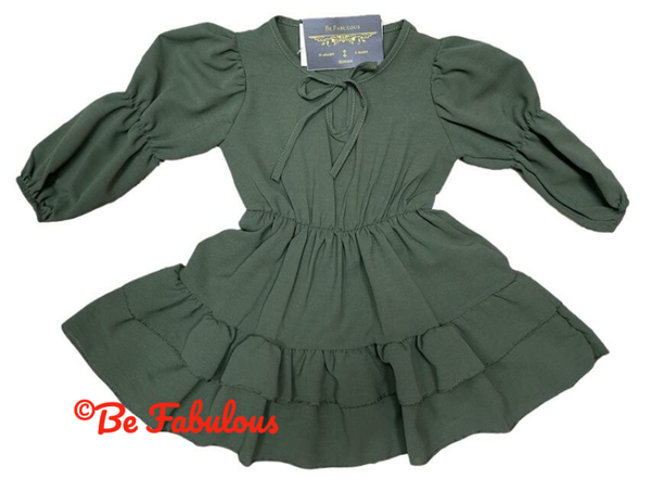 Gelaagd jurkje met strik Groen