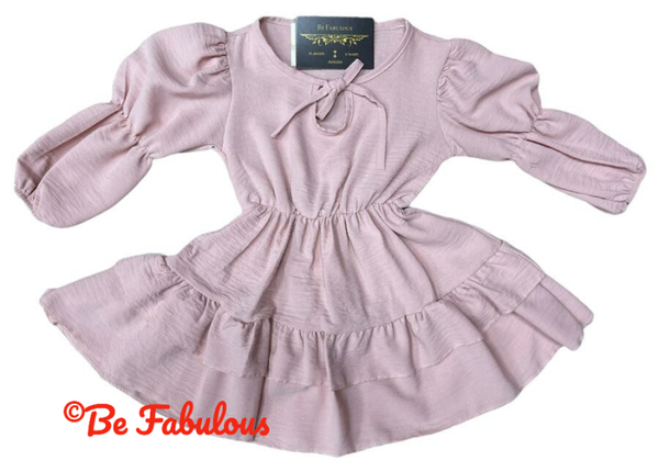 Gelaagd jurkje met strik Roze