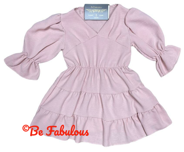 Gelaagd jurkje met V half Licht roze