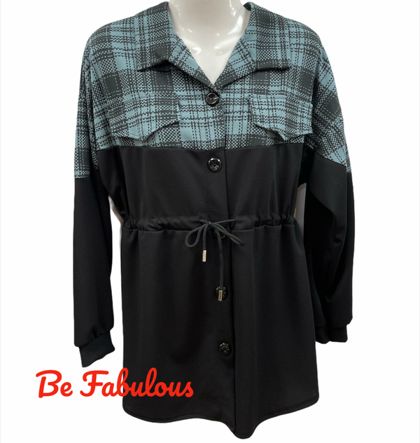 Blokjes shirt Zeegroen