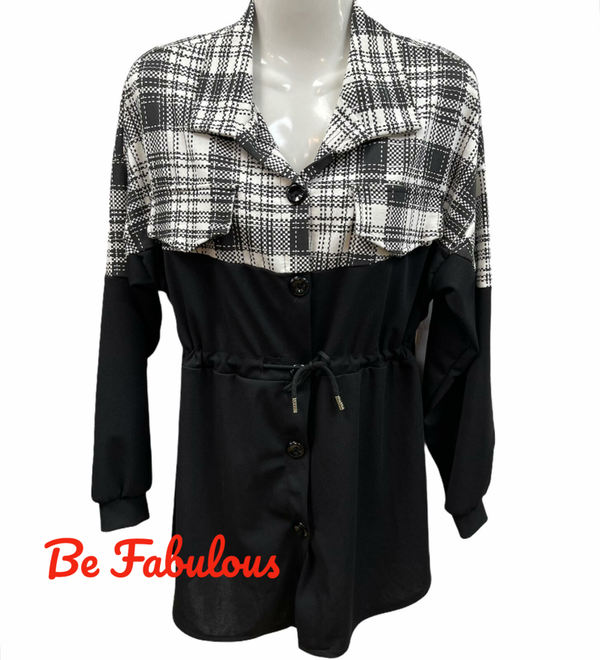 Blokjes shirt Zwart/wit