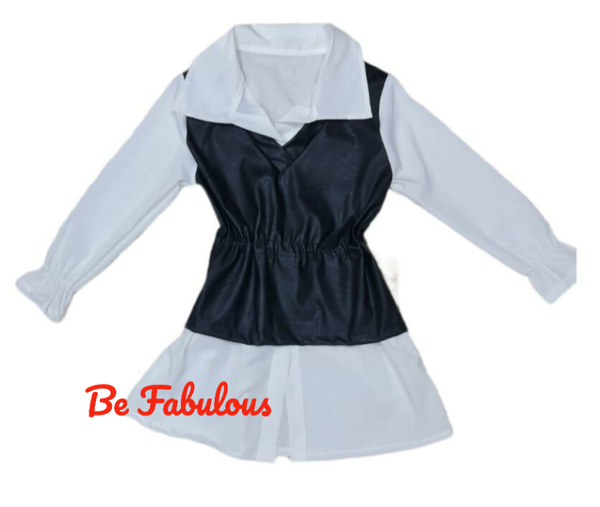 Witte bloes/zwarte leer