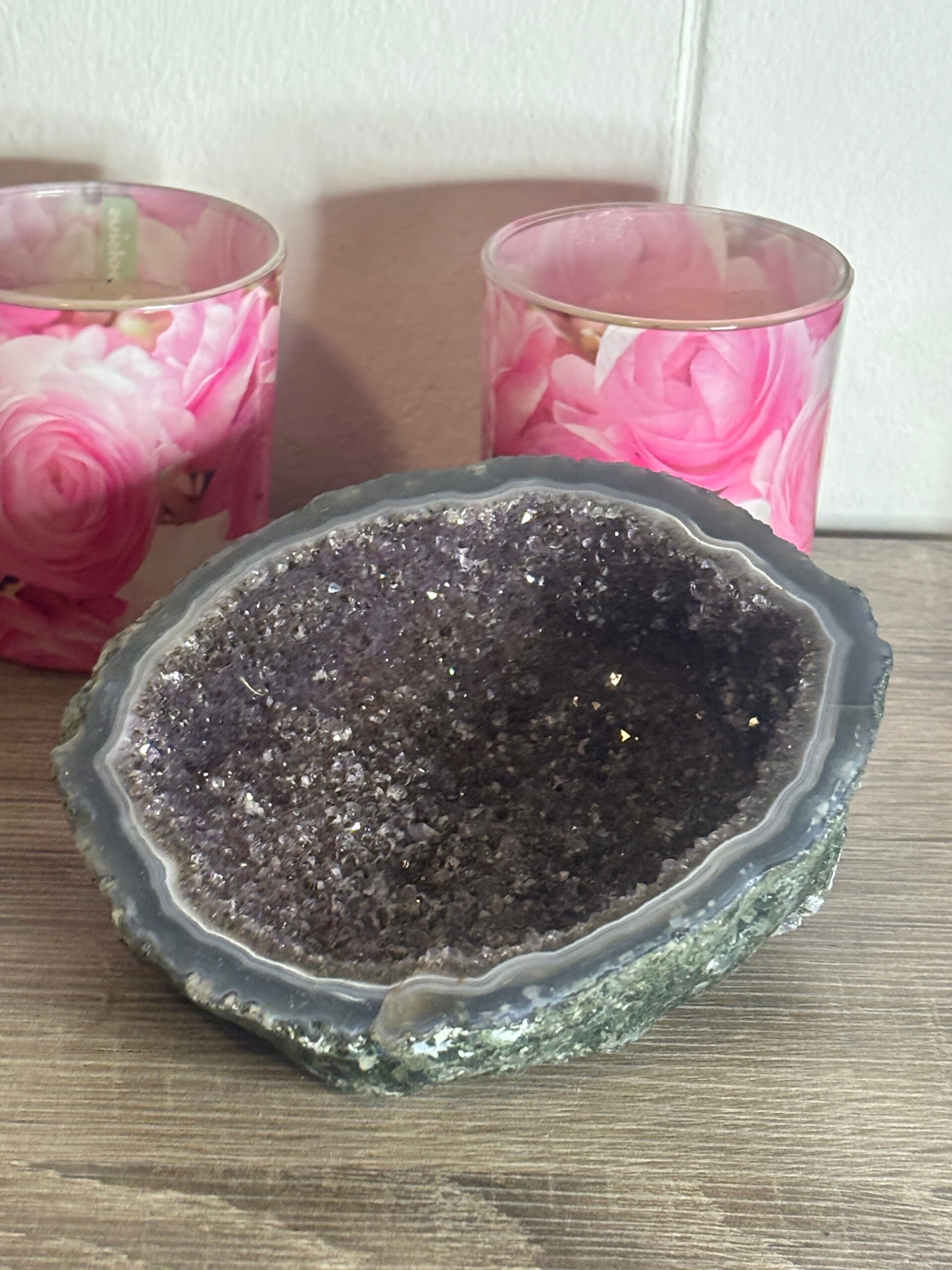 Agaat en druzy Amethist geode