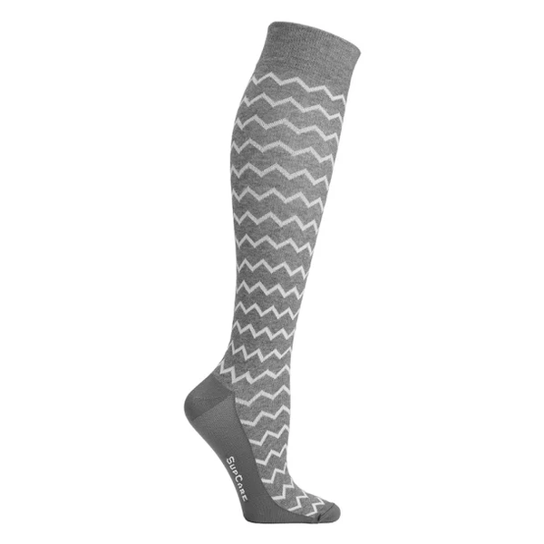 Steunkous - Grijs met zigzag patroon
