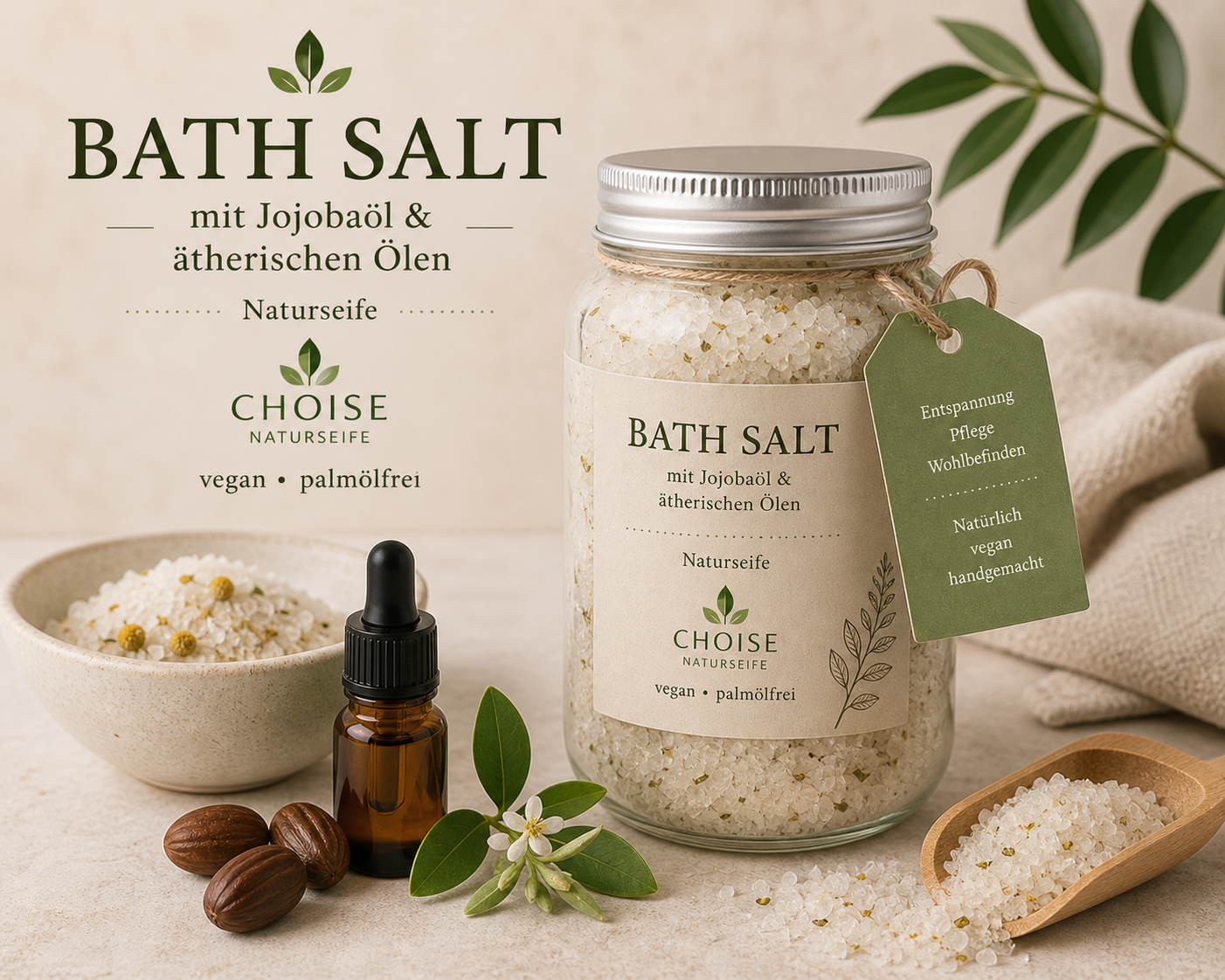Badzout met Jojobaolie & Etherische Oliën – Natuurlijk, Vegan & Palmolievrij (200 gram)
