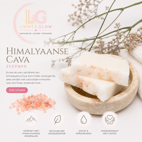 Light & Glow Himalayaanse Cava Zeepbar 100 Gram – Handgemaakte Luxe Zeep met Himalayazout
