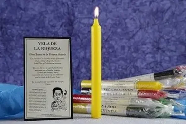 VELA ORACION RIQUEZA D. JUAN DE LA BUENA SUERTE HECHA A MANO. 8 HORAS DURACIÓN