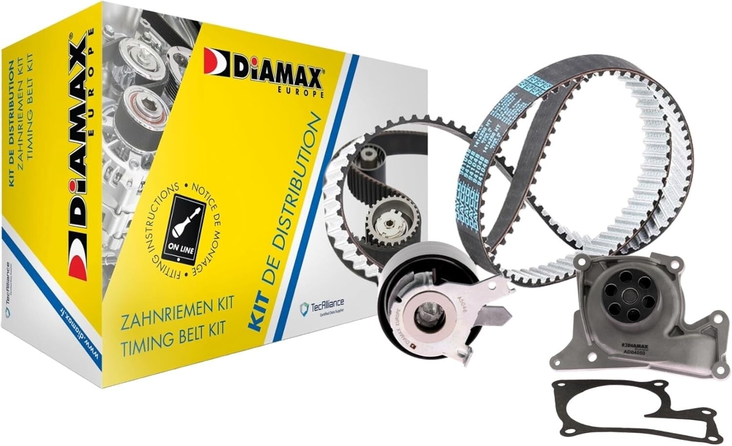 KIT DISTRIBUTION DIAMAX AVEC POMPE À EAU – MOTEURS 1.5 DCI (65 À 105 CH,) COURROIE DAYCO