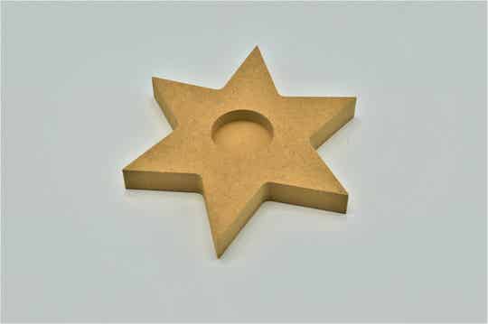 Houten theelichthouder ster / Wooden tea light holder star