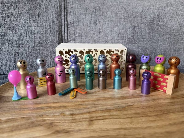 Schematherapie Poppetjes handbeschilderd metallic & shift colour (serie 22)