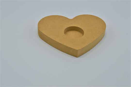 Houten theelichthouder hart / Wooden tea light holder heart 