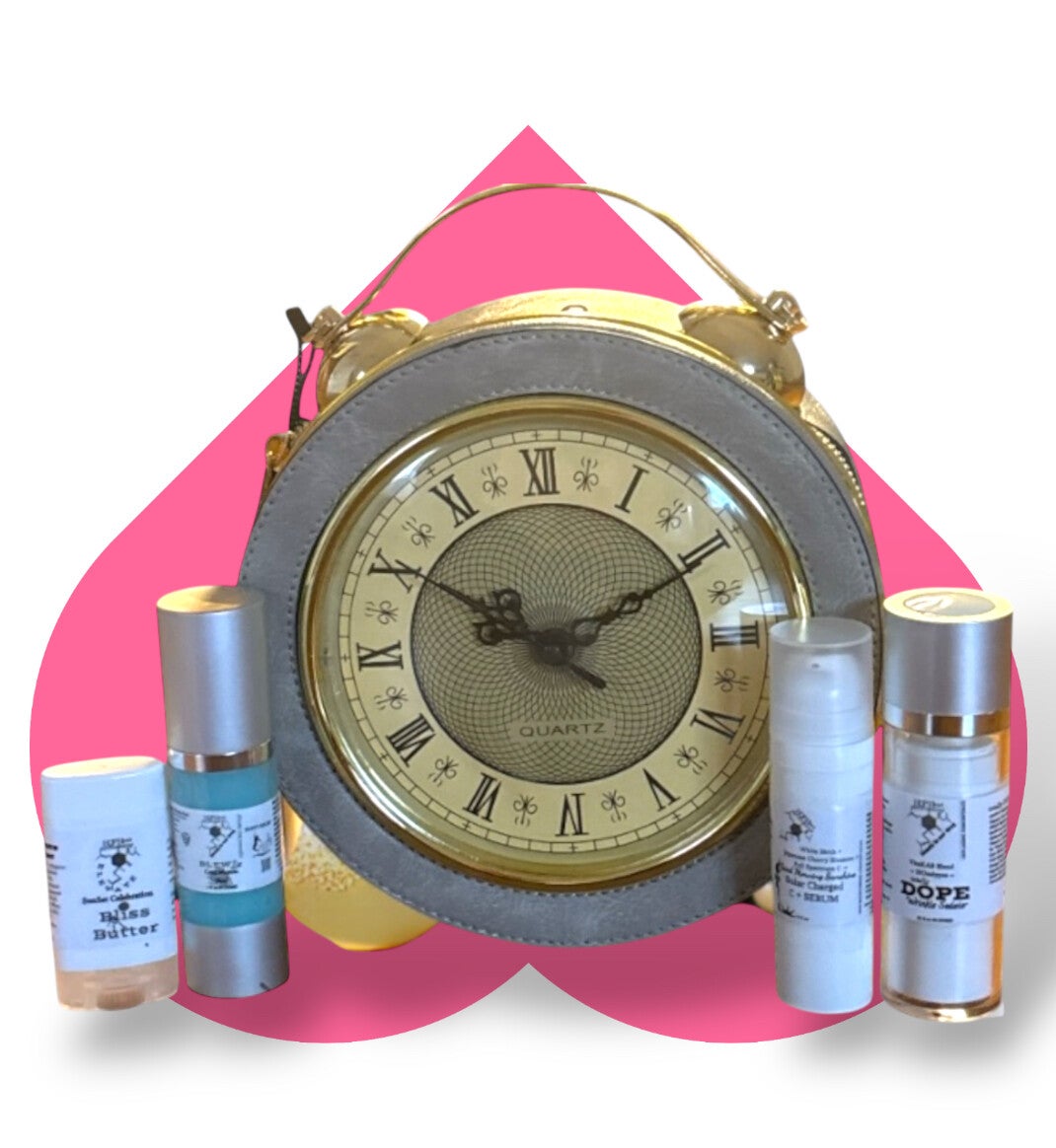 Ultimate HOPPY Skincare oversized Clock crossbody bag gift set