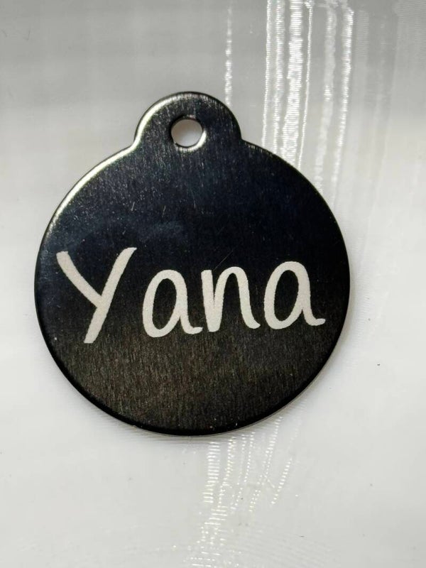 Luxe Aluminium Hondenpenning – Rond Zwart - Ø 31,5