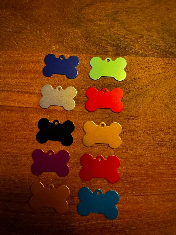 Bot vorm Aluminium hondenpenning dubbelzijdige gravure