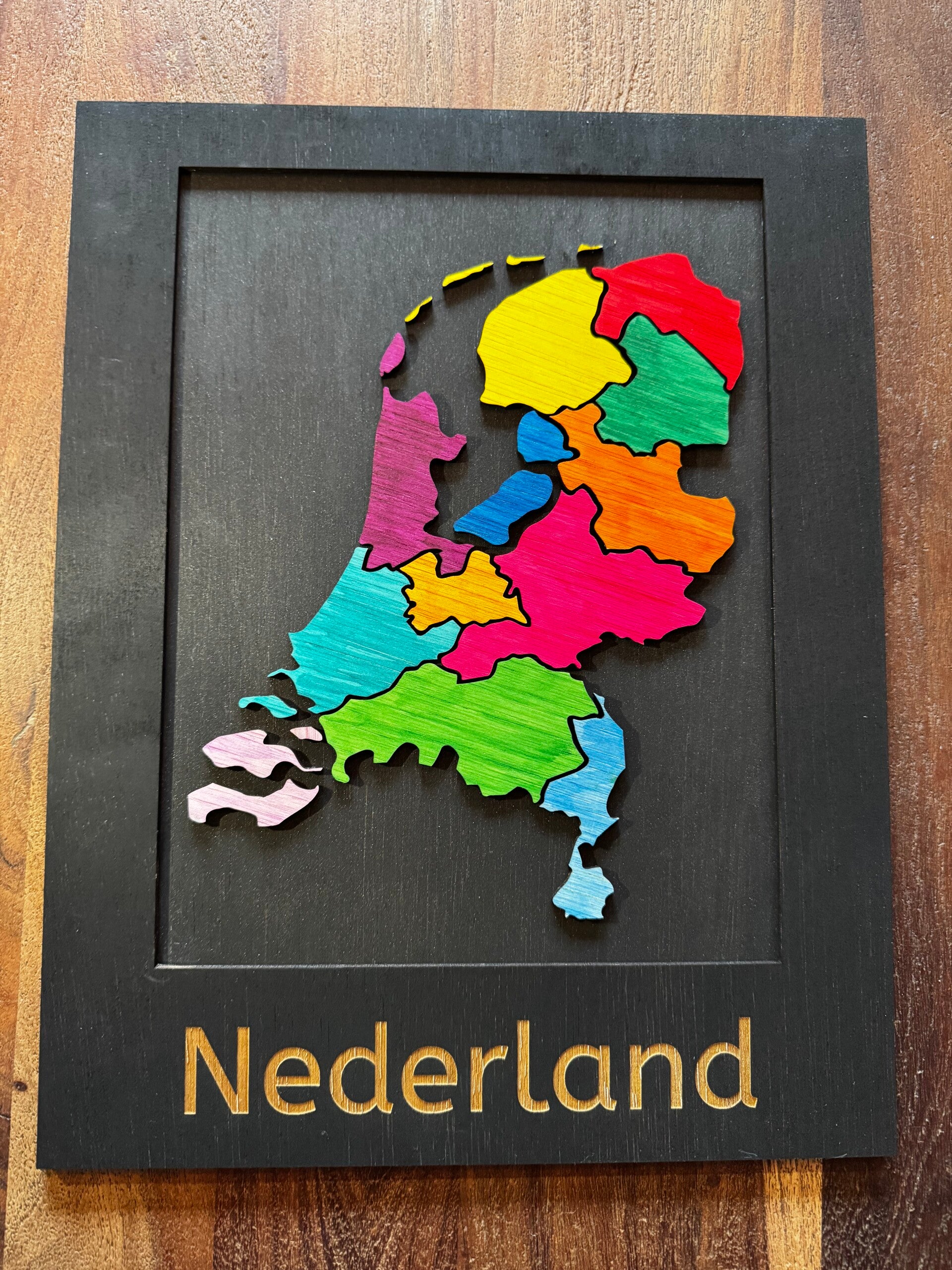 3D Wanddecoratie Nederland - Handgemaakte Houten Kaart (36x28cm)