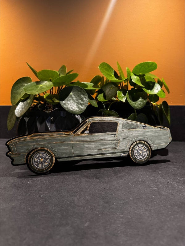 Ford Mustang Fastback (1967) Houten Decoratie (Blanco)