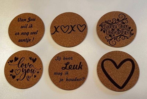 Valentijn onderzetters 6 stuks