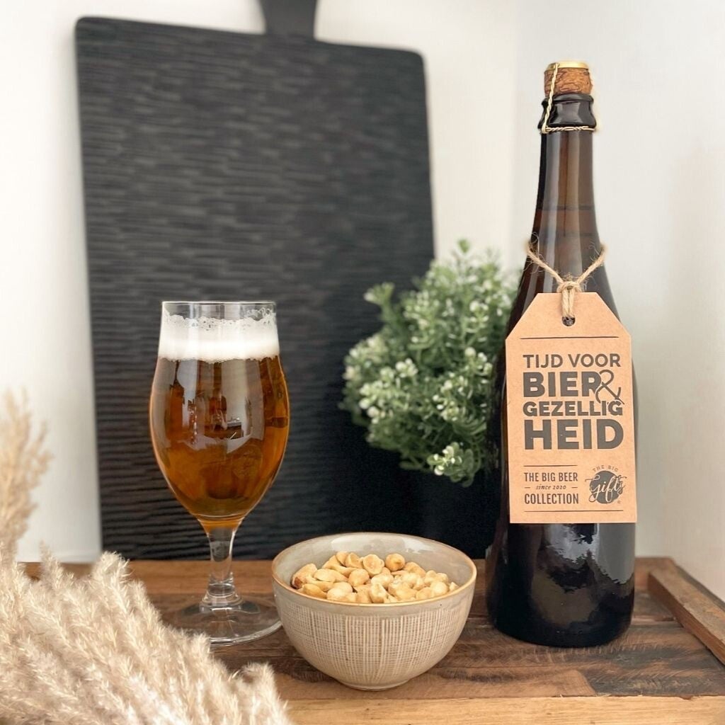 Bierfles Tijd voor bier & gezelligheid 75cl.