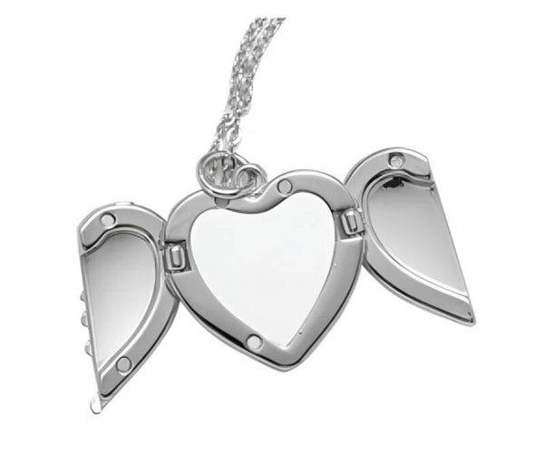 Personalised heart Angel wing necklace