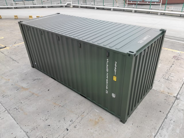 20-Fuß-Einwegcontainer – Grau / Flaschengrün (RAL 6007)